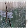 Dragonfly in Spiderweb Shower Curtain with 3D Printing for Mysterious Bathroom Decor 