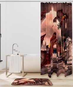 Dragons Of Legend Shower Curtain - Mystical Bathroom Decor.