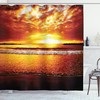 Dramatic Ocean Sunset Tropical Shower Curtain For A Calming Bathroom Atmosphere