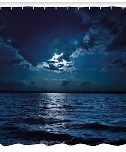 Dramatic Sky Moon Ocean Night Shower Curtain for a Bold Bathroom