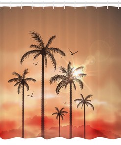 Dramatic Sky Palms Print Shower Curtain for a Mesmerizing Bath