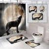 Drawn Style 3D Wolf Moon Wild Animal Print Shower Curtain For Home Bathroom Decoration