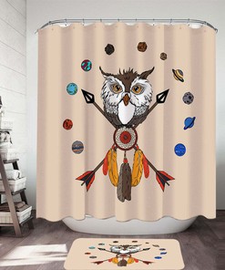 Dream Catcher And Owl Shower Curtain - Custom Durable Fabric