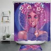 Dream Catcher Flowers Shower Curtain With African American Black Girl Design - Bathroom Decorative Fabric Curtain