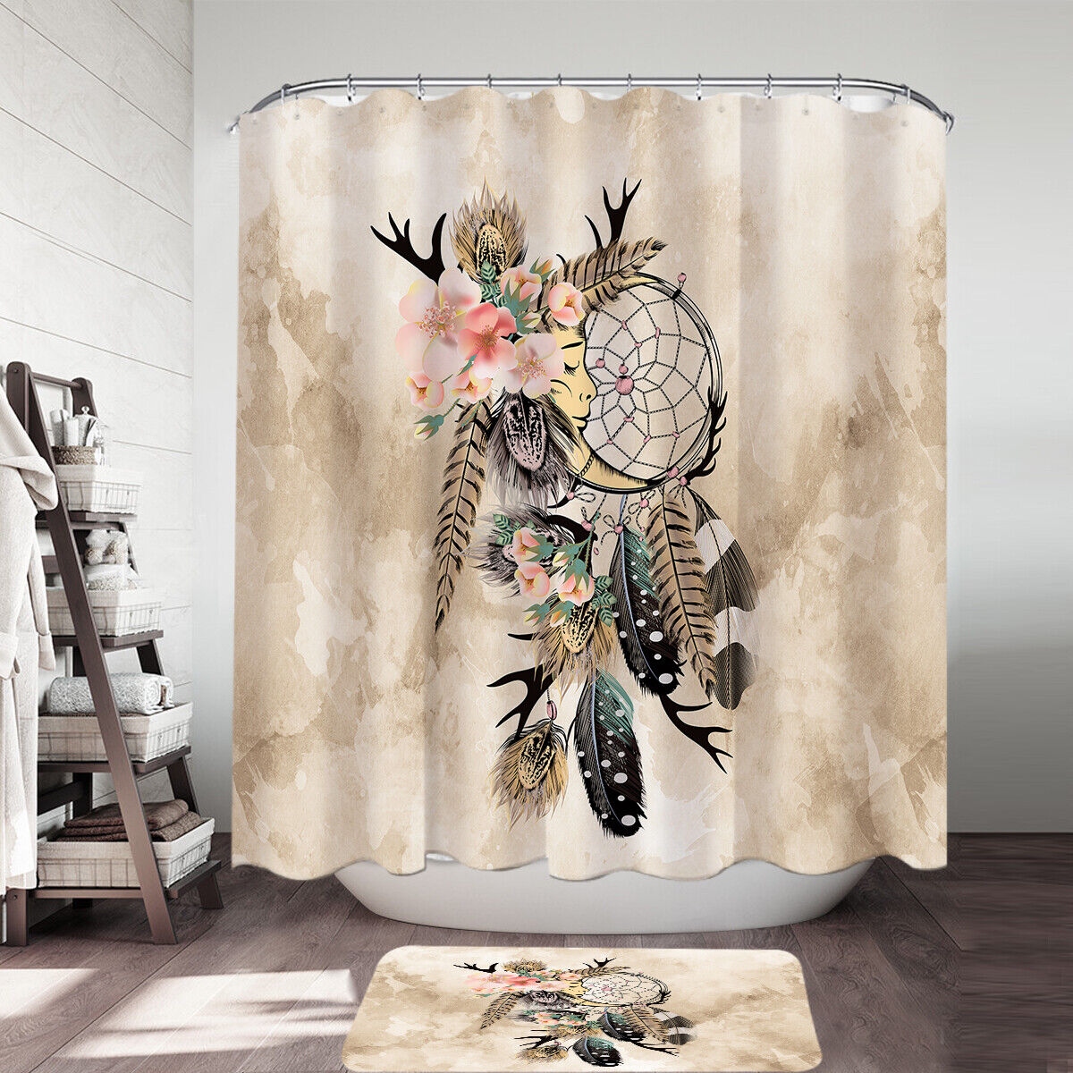 Dream Catcher Native American Shower Curtain - Feather Bathroom Decor