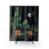 Dream Nighttime Magic with Moon Phase and Cactus Shower Curtain - Fairycore Aesthetic 