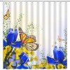 Dream Of Beautiful Scenery With A Flower Butterfly Shower Curtain With Blue Yellow Floral Butterflies