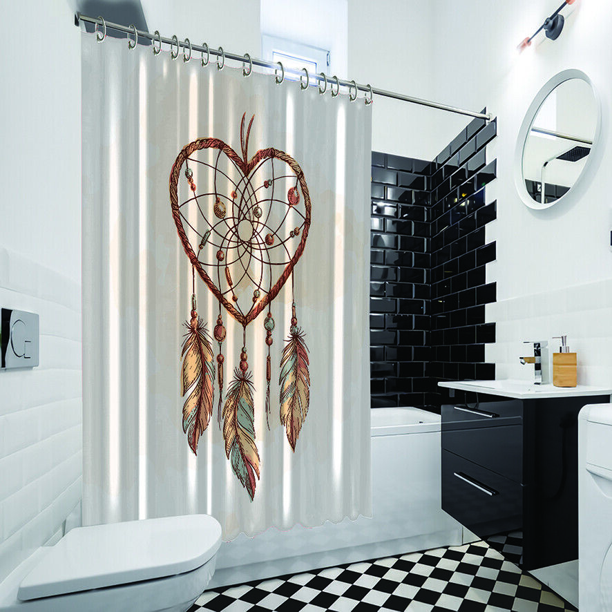 Dreamcatcher Feathers Heart Shape Shower Curtain For Spiritual Home Decor - Image 4