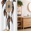 Dreamcatcher Feathers Image Ethnic Stall Shower Curtain - Charcoal Grey Pale Brown Cloth Fabric Bathroom Decors