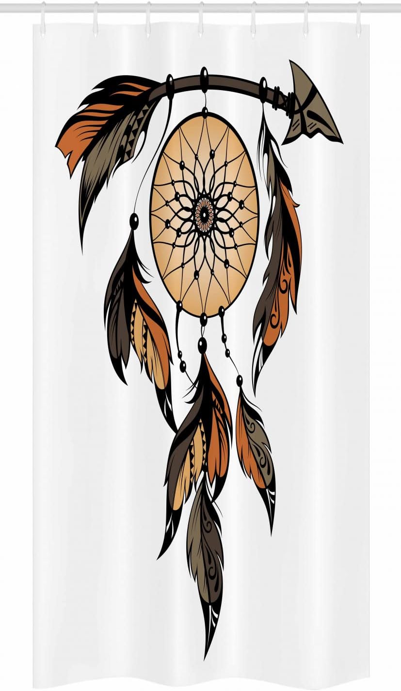 Dreamcatcher Feathers Image Ethnic Stall Shower Curtain - Charcoal Grey Pale Brown Cloth Fabric Bathroom Decors - Image 3