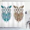 Dreamcatcher Owl Shower Curtain, Magic Farsighted Birds Print, Cloth Bathroom Decor