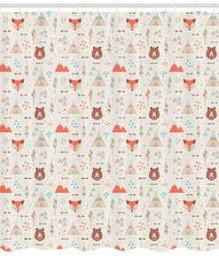 Dreamcatcher Print Tribal Shower Curtain with Black and Orange Decor