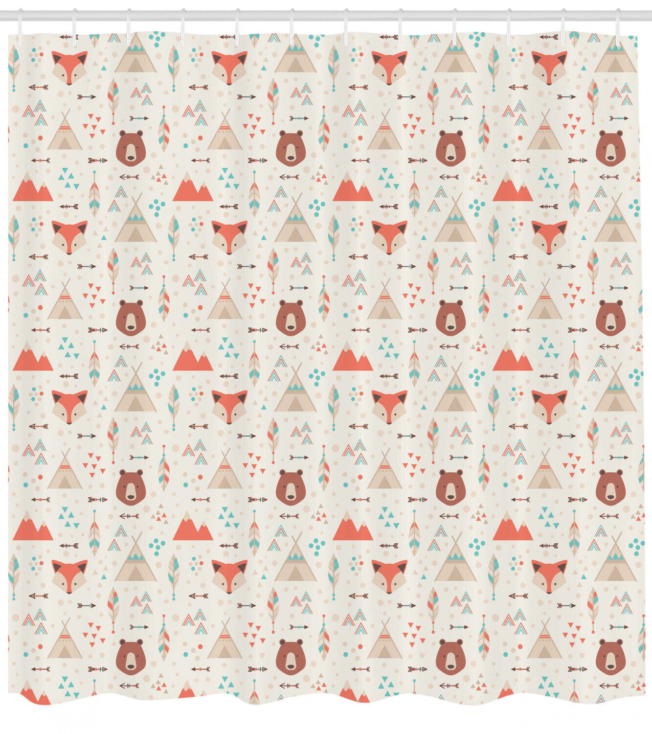 Dreamcatcher Print Tribal Shower Curtain with Black and Orange Decor