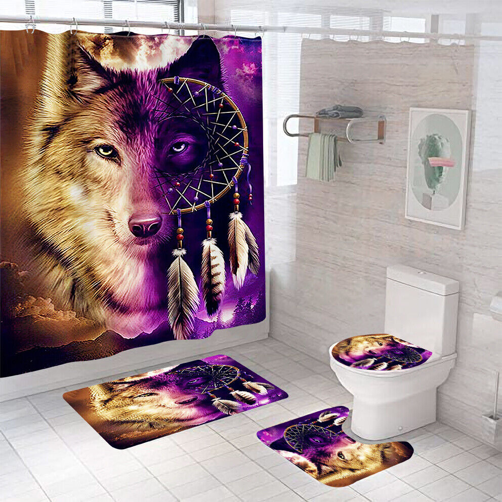 Dreamcatcher Wolf Shower Curtain for Bathroom Decor and Relaxation