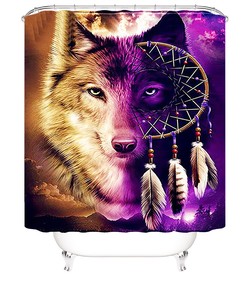 Dreamcatcher Wolf Shower Curtain for Bathroom Decor and Relaxation
