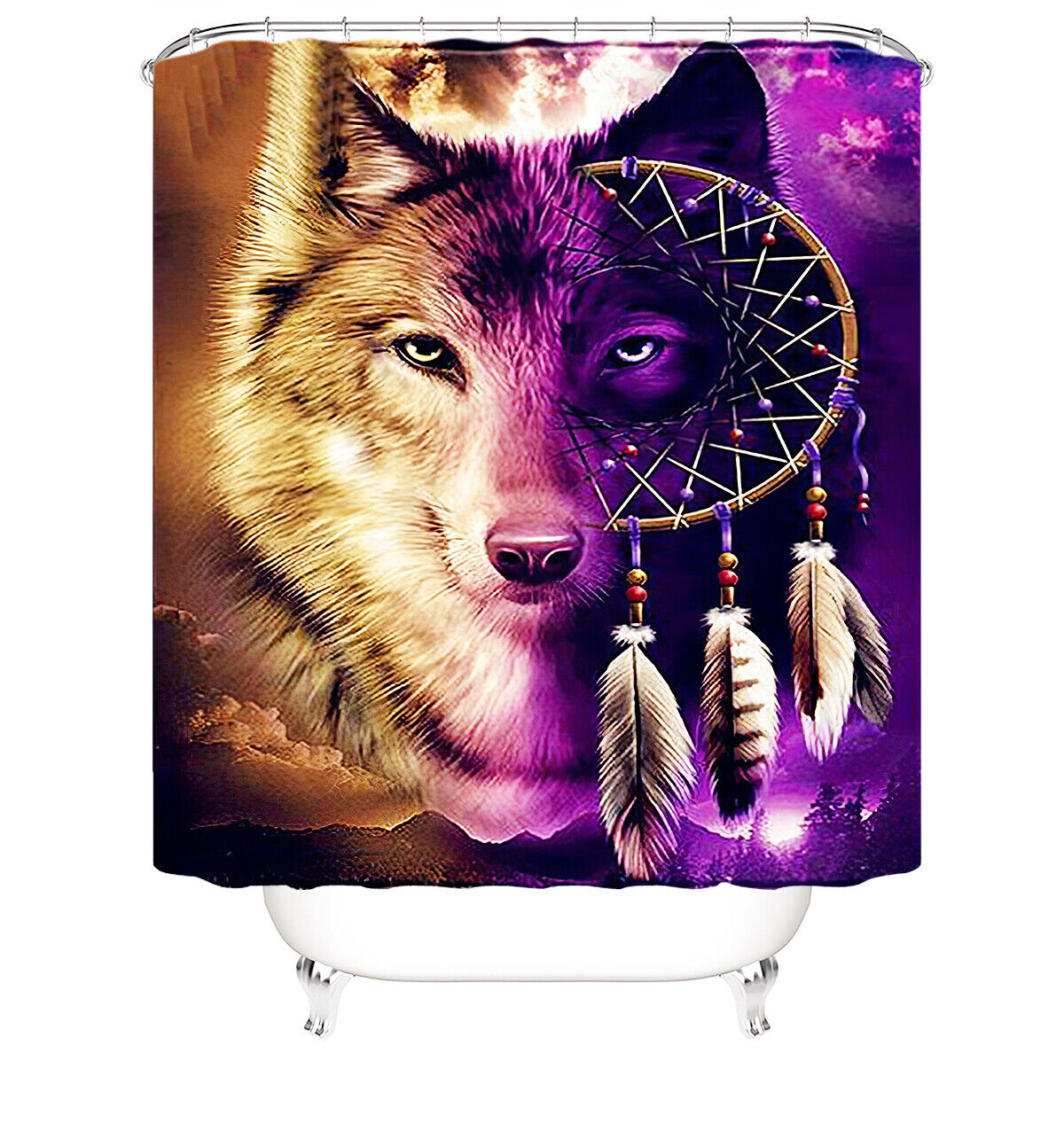 Dreamcatcher Wolf Shower Curtain for Bathroom Decor and Relaxation