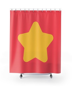 Dreamy And Artistic Cartoon Star Coral Waterproof Shower Curtain For Bathroom Decor
