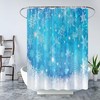 Dreamy Blue Snowflake Winter Christmas Shower Curtain With Abstract Geometric Design