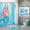Dreamy Cartoon Mermaid Blue Waterproof Shower Curtain With Magical Ocean Design