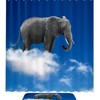 Dreamy Elephant On Clouds Clear Blue Sky Waterproof Shower Curtain For Your Bathroom
