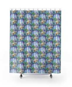 Dreamy Mushroom Shower Curtain, Mystical Bathroom Decor 