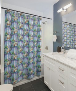 Dreamy Mushroom Shower Curtain, Mystical Bathroom Decor