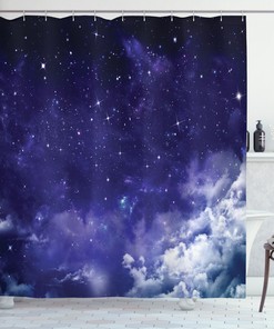 Dreamy Night Under the Stars Space Shower Curtain for a Calming Bath Space
