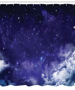 Dreamy Night Under the Stars Space Shower Curtain for a Calming Bath Space