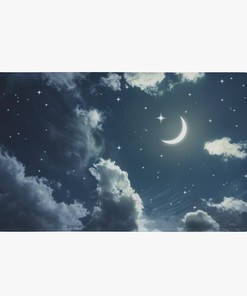 Dreamy Nights Sky Shower Curtain with Clouds and Moon for Your Bathroom