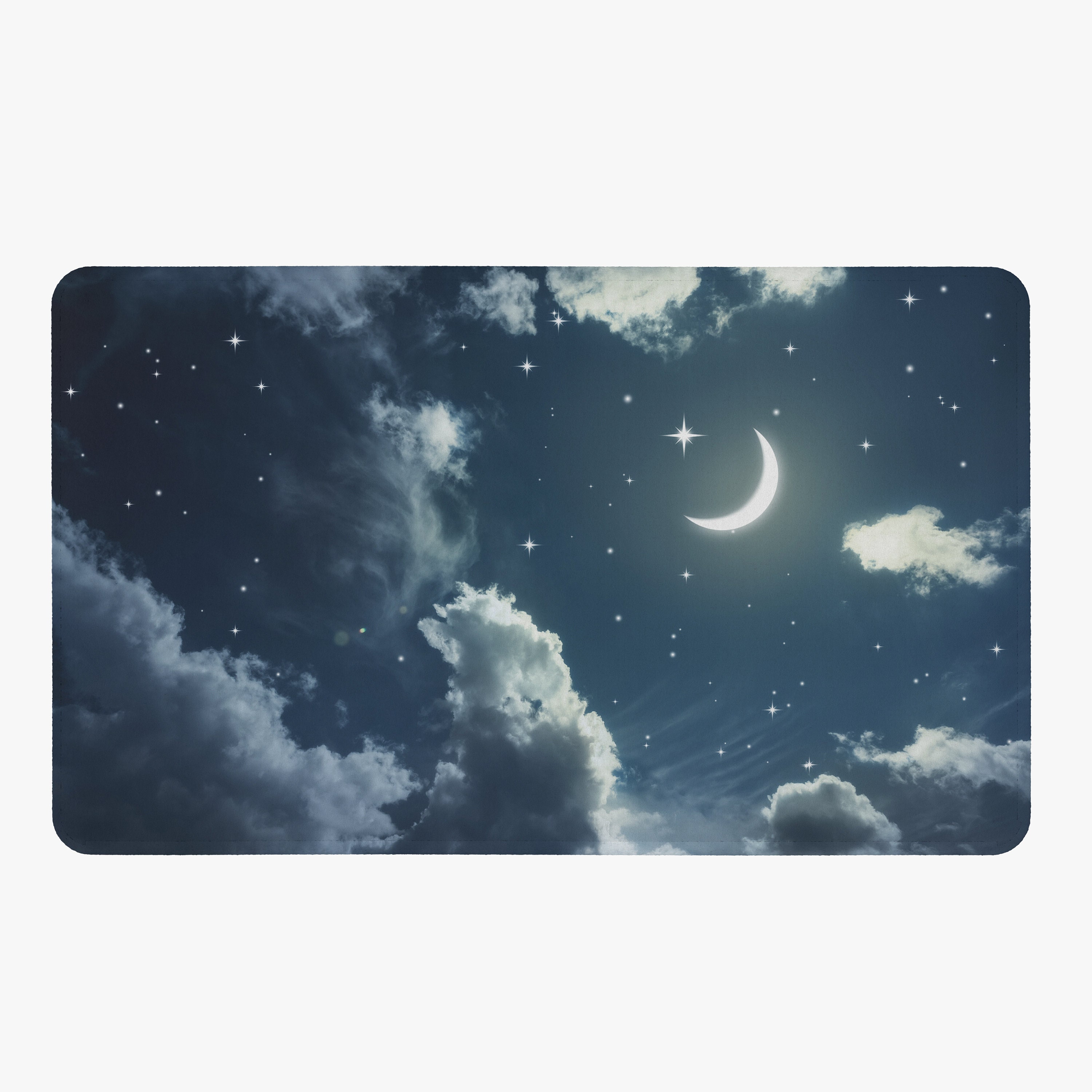 Dreamy Nights Sky Shower Curtain with Clouds and Moon for Your Bathroom