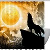 Dreamy Wolf Moon Shower Curtain with Fabric Print for Bathroom and Home Decor