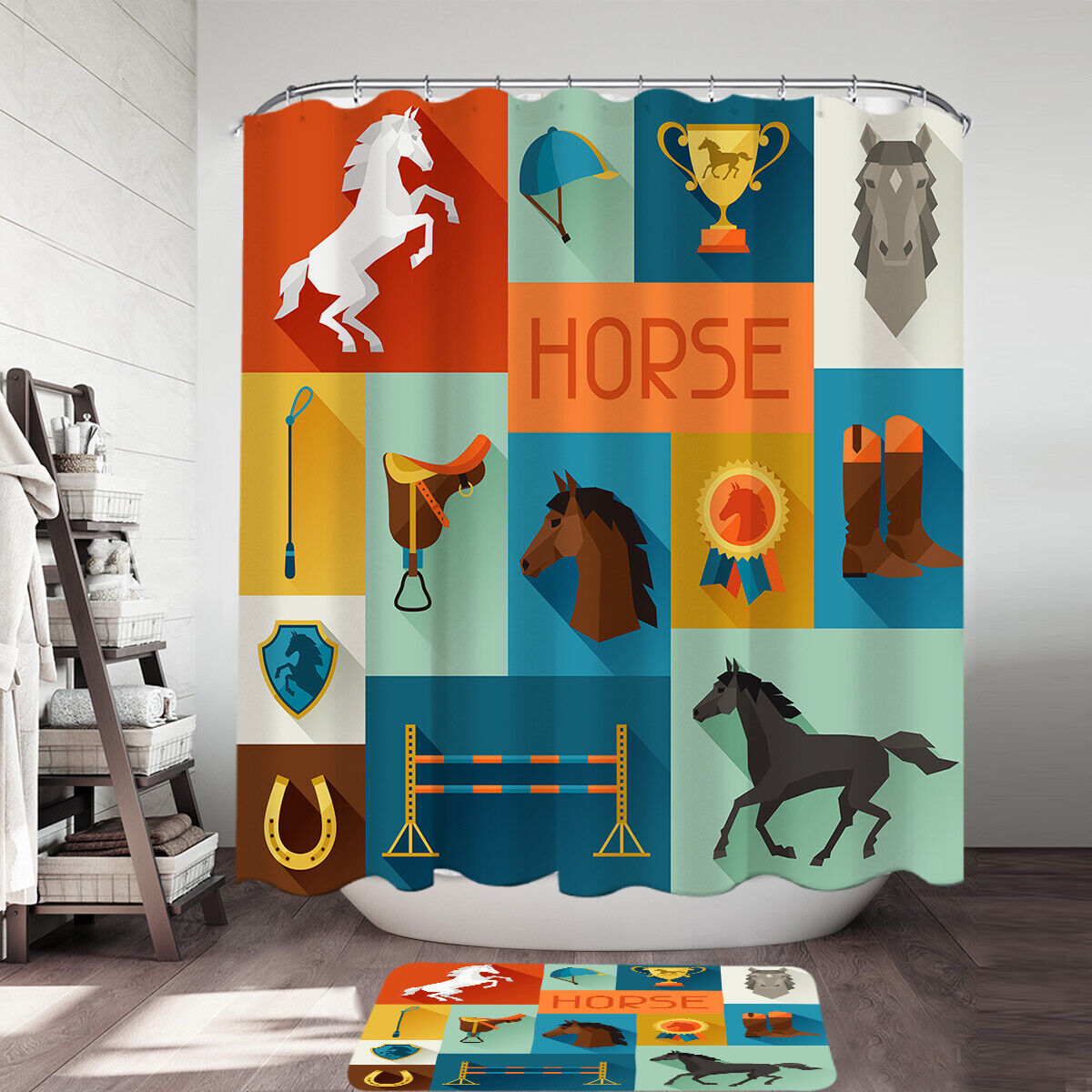 Dressage Horse Riding Shower Curtain For Equestrian Enthusiasts