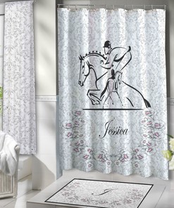 Dressage Horse Shower Curtain - Equestrian Bathroom Decor - Custom Color 