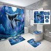 Drifting Whale Shower Curtain with Starry Sky Design 