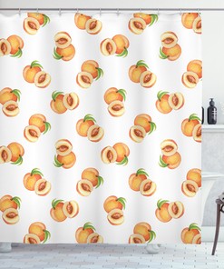 Drupes Print Peach Shower Curtain for Fresh Bathroom