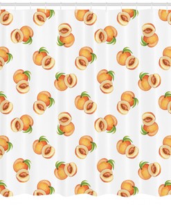 Drupes Print Peach Shower Curtain for Fresh Bathroom