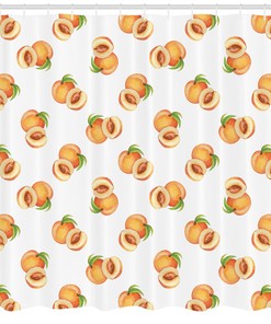 Drupes Print Peach Shower Curtain for Fresh Bathroom