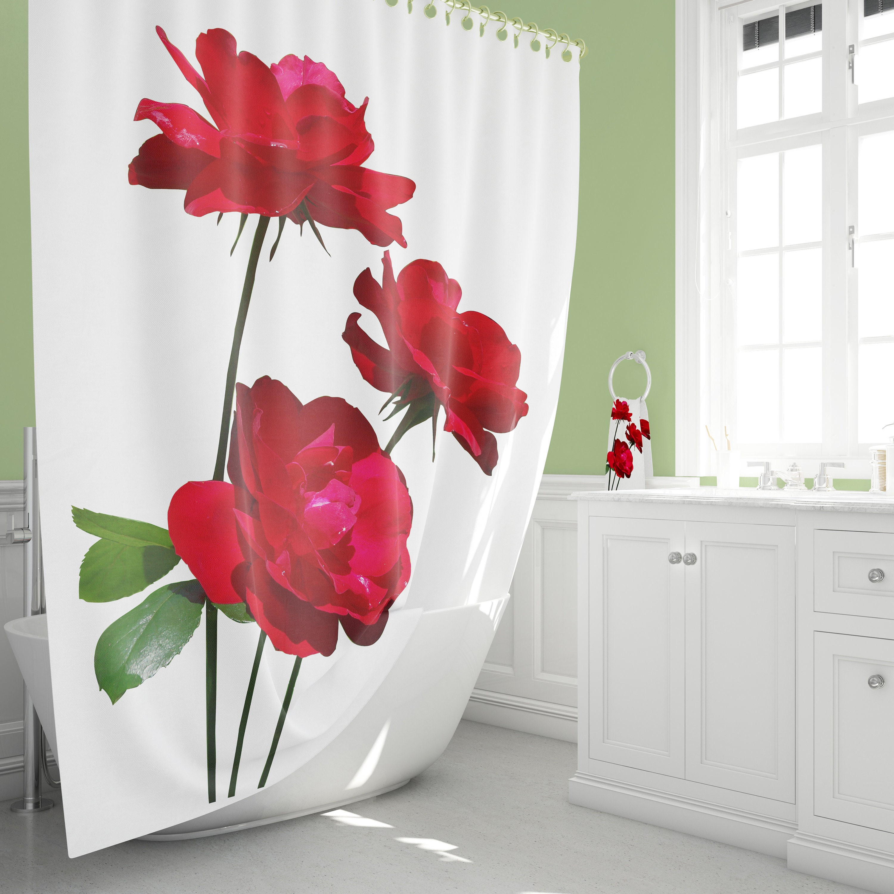Dublin Bay Red Rose Shower Curtain for a Classic and Romantic Look