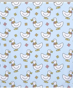 Duck And Flowers Necklace Printed Shower Curtain - Fabric Home Decoration