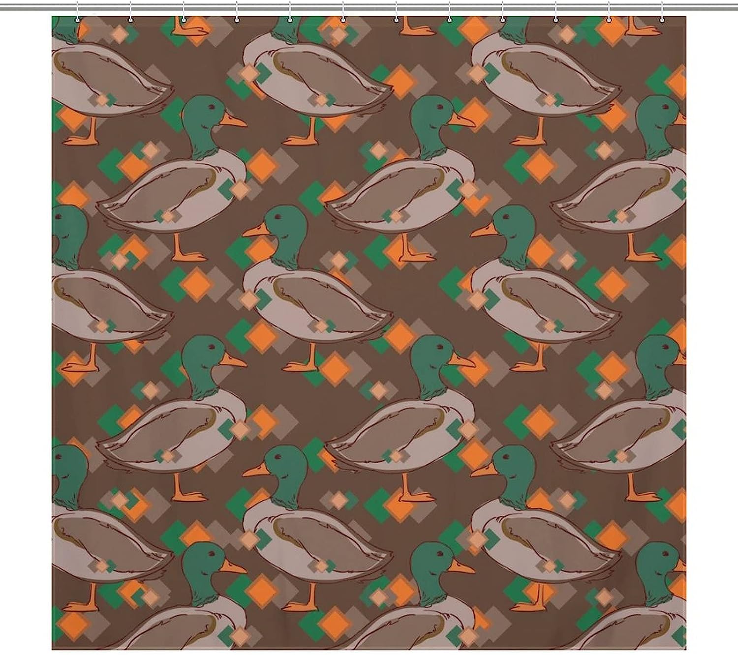 Duck Pattern Shower Curtain For Adorable Bathroom Design