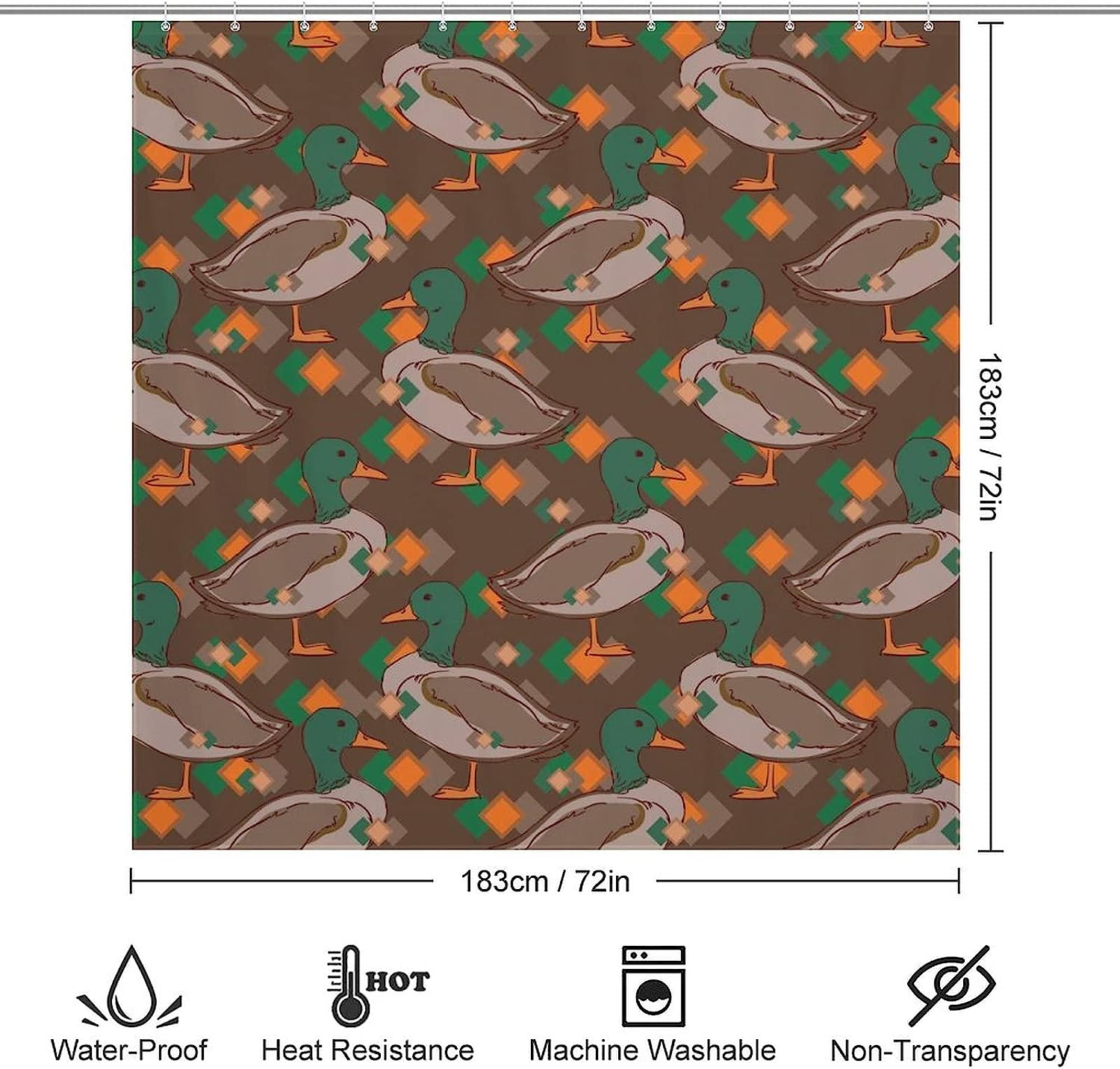 Duck Pattern Shower Curtain For Adorable Bathroom Design - Image 2