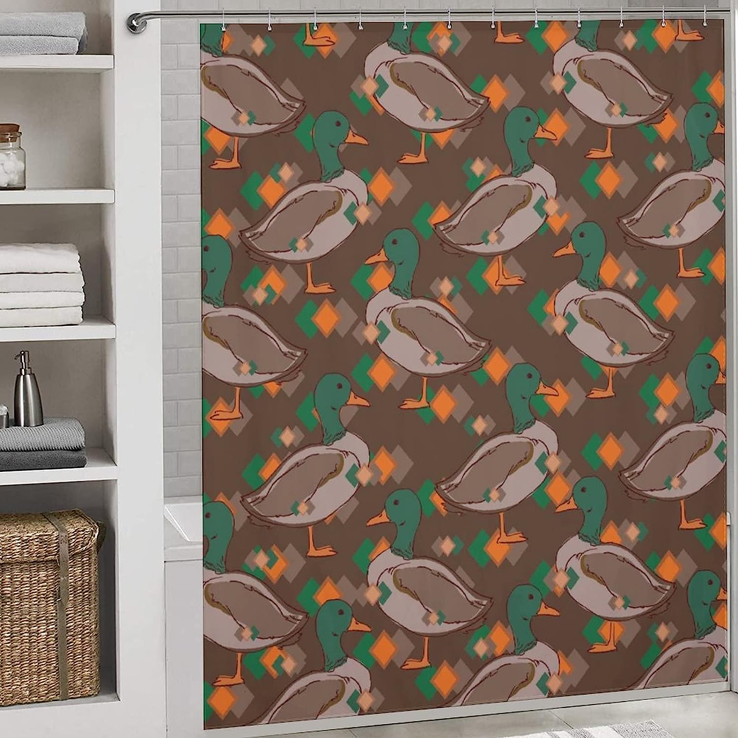 Duck Pattern Shower Curtain For Adorable Bathroom Design - Image 3