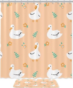 Ducks And Flowers Shower Curtain For Sweet And Charming Bathroom Theme