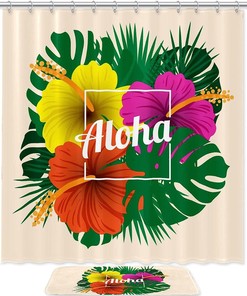 Durable And Stylish Fabric Hawaiian Aloha Shower Curtain Liner