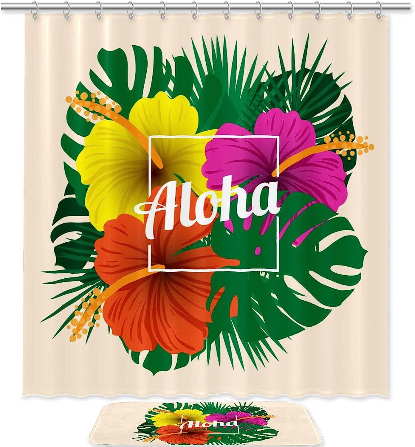 Durable And Stylish Fabric Hawaiian Aloha Shower Curtain Liner