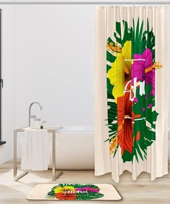 Durable And Stylish Fabric Hawaiian Aloha Shower Curtain Liner