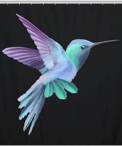 Durable And Washable Flying Hummingbird Shower Curtain Fabric - Elegant And Decorative Curtain For Your Bathroom