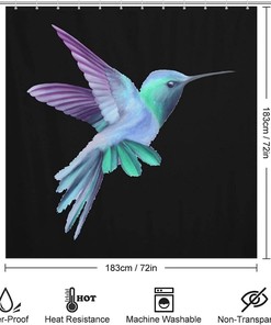 Durable And Washable Flying Hummingbird Shower Curtain Fabric - Elegant And Decorative Curtain For Your Bathroom