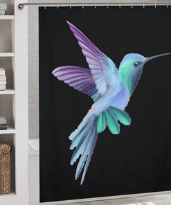 Durable And Washable Flying Hummingbird Shower Curtain Fabric - Elegant And Decorative Curtain For Your Bathroom