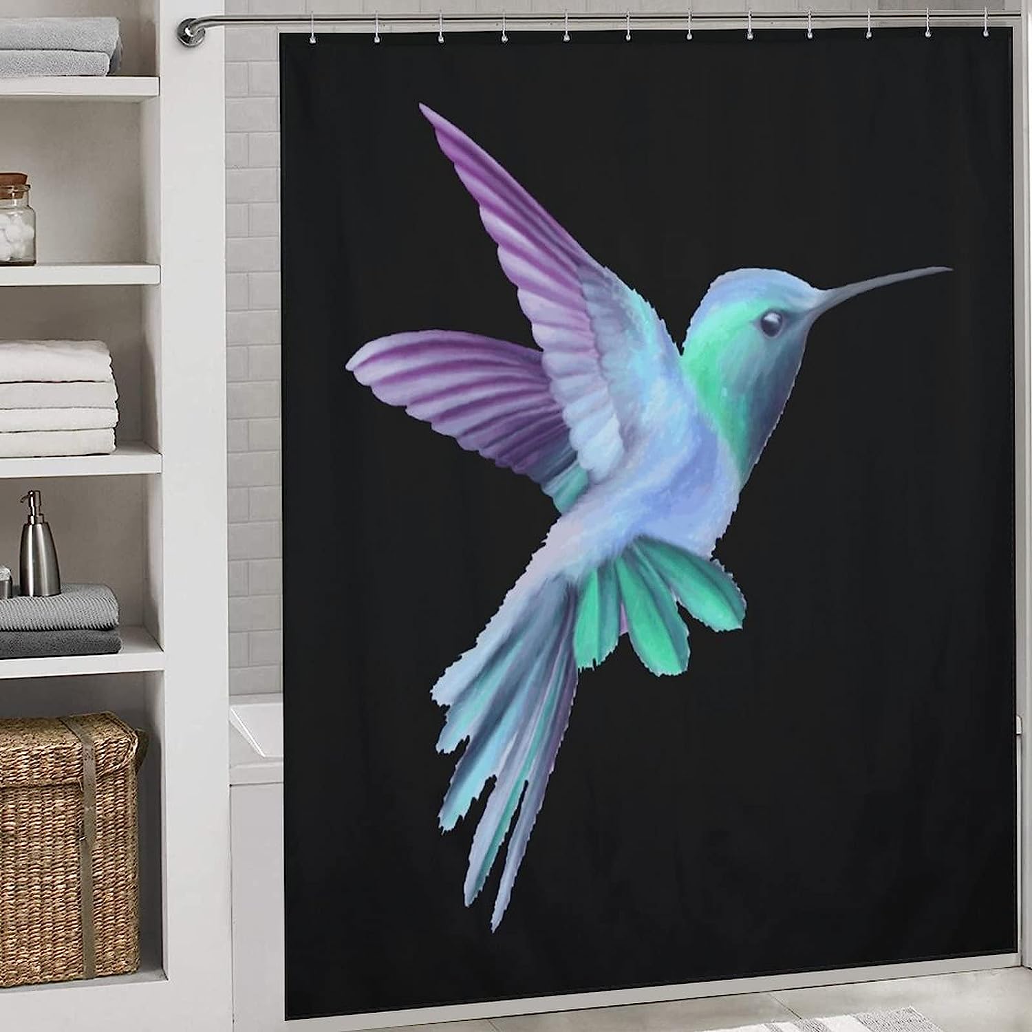Durable And Washable Flying Hummingbird Shower Curtain Fabric - Elegant And Decorative Curtain For Your Bathroom